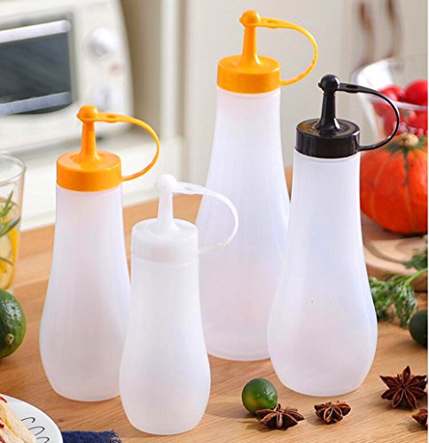 image for Squeeze Condiment Bottles, Rerii [2-Pack] 12.3 Oz Plastic Squeeze Bott