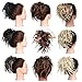 Tousled Updo Messy Bun Hair Piece Scrunchies Synthetic Wavy Bun Extensions Rubber Band Elastic Scrunchie Chignon Instant Ponytail Hairpiece for Women #30T4 Dark Auburn & Medium Brown