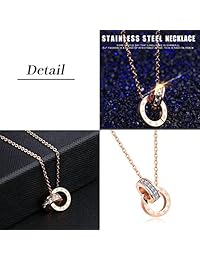 Showfay - Collar con colgante de oro rosa de 18 quilates con cristales de Swarovski, joyas de acero inoxidable para mujer