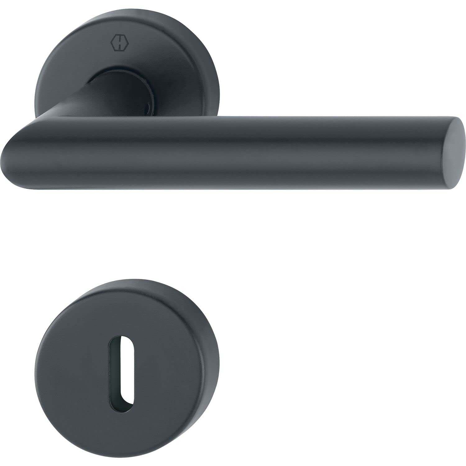 HOPPE 12033212 BB, Black Amsterdam Handle Set on Rosette, Stainless Steel matt