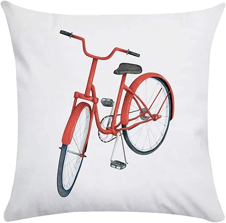 2021新作】 新品 Da.Wa 装飾用 正方形 ビンテージ 白 自転車柄 ピンク 