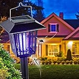 New & Improved Solar Powered Zapper- Enhanced Outdoor Flying Insect Killer- Hang or Stake in The Ground- Cordless Garden Lamp- Portable LED Machine- Best Stinger for Mosquitoes/Moths/Flies (Black)