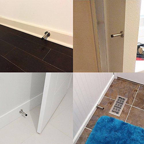 YUMORE 5 PCS Modern Door Stop, 3.5â€ Stainless Steel Wall Mount Door Holder With Sound Dampening Rubber Tip Protector, Hardware pack included screws expansion anchor, Brushed Finished