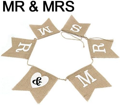 Mr and Mrs Burlap Banner for Weddings, Bridal &amp; Bachelorette Parties