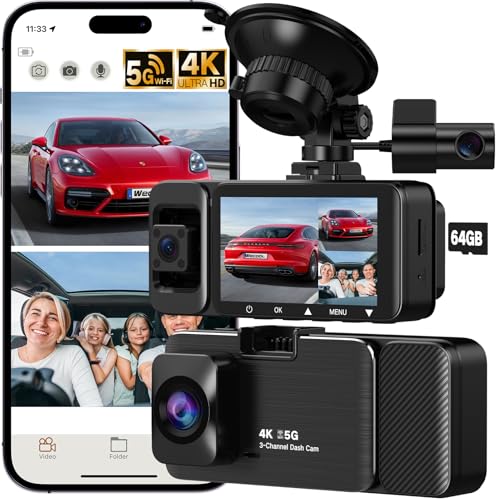 3 Channel 4K Dash Cam with Night Vision