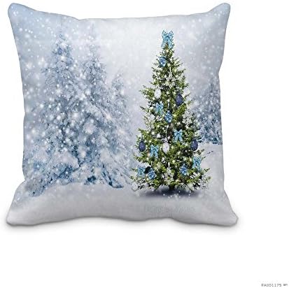 Merry Christmas Pillow Cover Decorative Holiday Christmas Tree Ornaments Throw Cushion Case Home Decor 18x18inch Cotton Polyester for Sofa,Bed