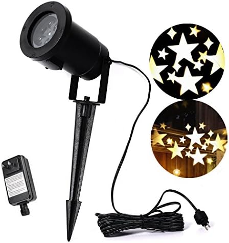 Cakuja Waterproof Rotating Stars Spotlights Projectors Landscape Led Starry Lights with Stake for Indoor Outdoor Decor Halloween Holiday Christmas Wedding Party Home Stage Decoration（Warm White)