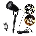 Cakuja Waterproof Rotating Stars Spotlights Projectors Landscape Led Starry Lights with Stake for Indoor Outdoor Decor Halloween Holiday Christmas Wedding Party Home Stage Decoration（Warm White)