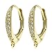 Gold-tone 925 Sterling Silver Leverback Clear Cz Crystal Dangle Charm Connector Earring