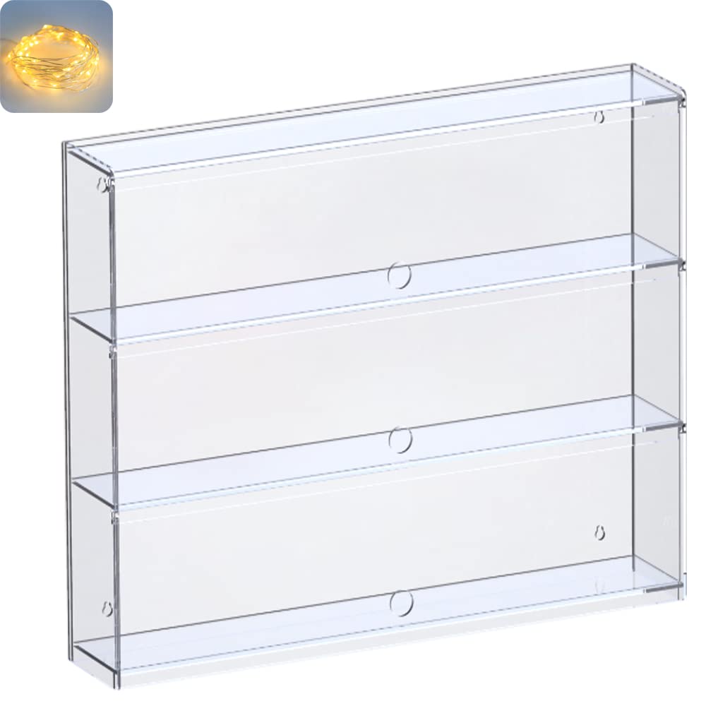 Nynelly 3 Shelf Clear Acrylic Display Case with Door - Wall Display Shelf for Models, Figures, Funko Pop, Pop Mart, Labubu, Sonny Angel, Smiski - Assemble Dustproof Display Box (40.6x9.3x38.8 cm) — image 1