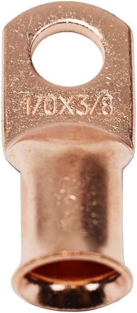 A-Team Performance 1/0 AWG American Wire Gauge Battery Cable 3/8" Tubular Lug Ring Eye Terminals Automotive Car Connector Accessories, Copper, 15 Per Package: Automotive