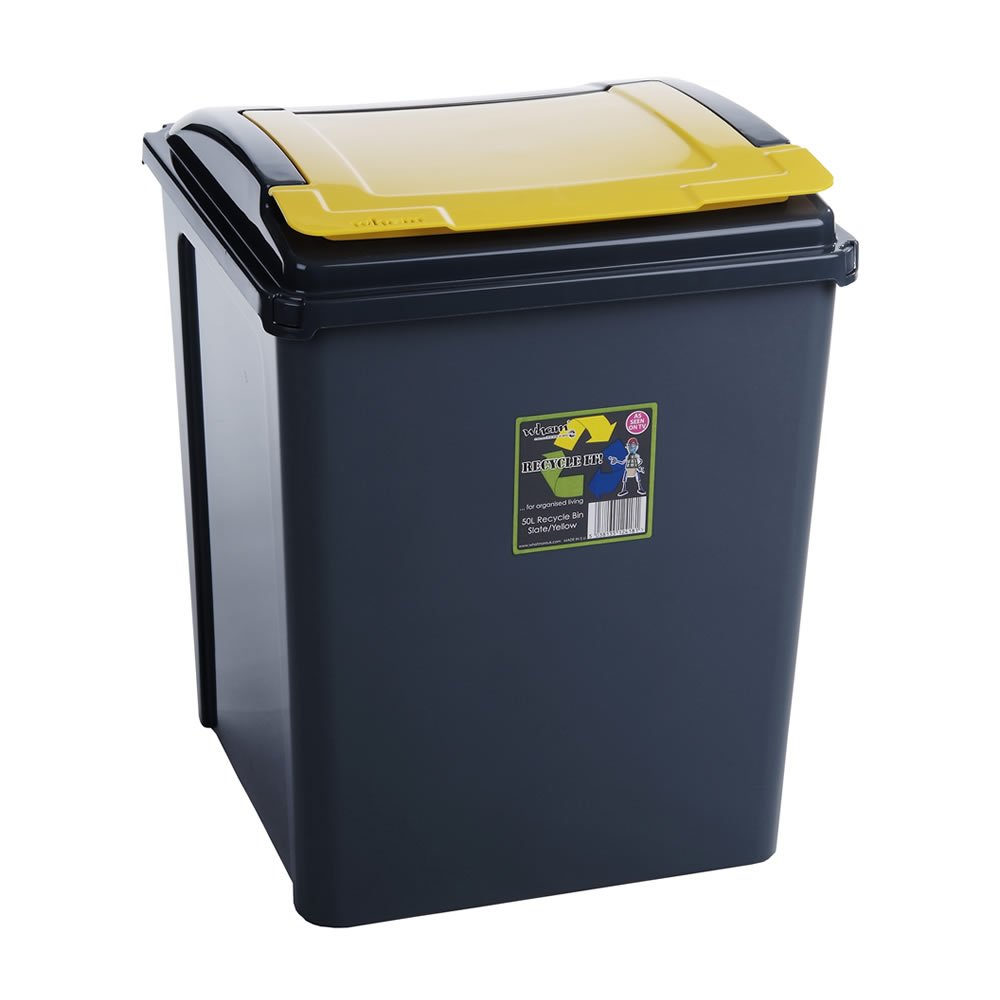 50L Litre Plastic Indoor Recycle Recycling Waste Bin with Lid for in