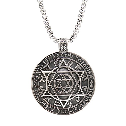 Mens stainless steel talisman pentacle of solomon seal …