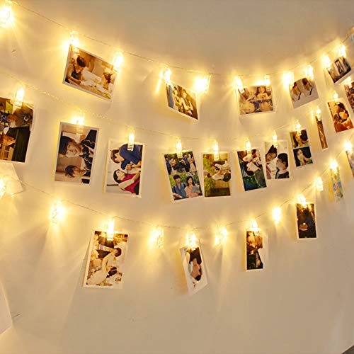 MZD8391 Upgraded 40 Photo Clips String Lights Battery Operated Fairy String Lights with Clips for Hanging Photo Holder, Cards, Artwork, Dorm Wall Bedroom Decorations
