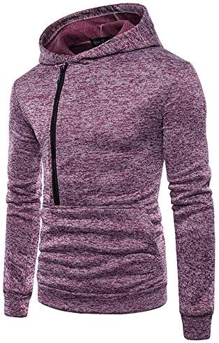 Anglewolf Men's Long Sleeve Autumn Blouse 2018 New Shirt Zipper Outerwear Hoodie Hooded Sweatshirt Pure Color Top Solid Tee Fashion Outwear Crew Neck Outfits Business Jacket