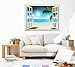 Wall26 White Sand Beach with Palm Tree Open Window Mural Wall Decal Sticker - 36