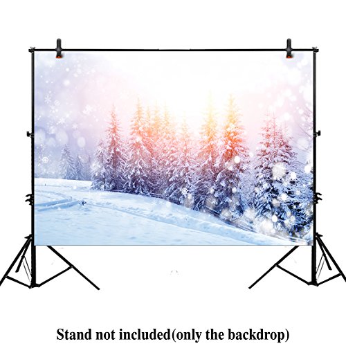 Allenjoy 7x5ft christmas xmas new years photography backdrop background Beautiful winter landscape with snow covered trees forest vacation snowflake sunshine for festival Newborn kids babys photo drop