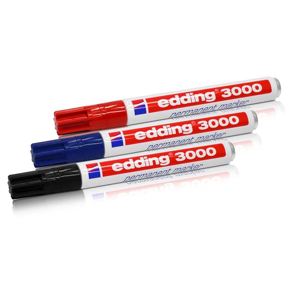 edding Permanent Marker 3000 1.5-3.0 mm Set of 3 SW Red Blue