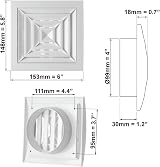 EUROPLAST 100mm Air Vent Cover - Adjustable Grille w/ Flyscreen - White ABS view 2