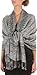 Sakkas Border Pattern Layered Reversible Woven Pashmina Shawl Scarf Wrap Stole - Black White