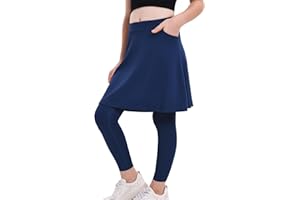 Xioker Girls Knee Length Skirts with Leggings,Girls Skirted Full Length Leggings with Pockets