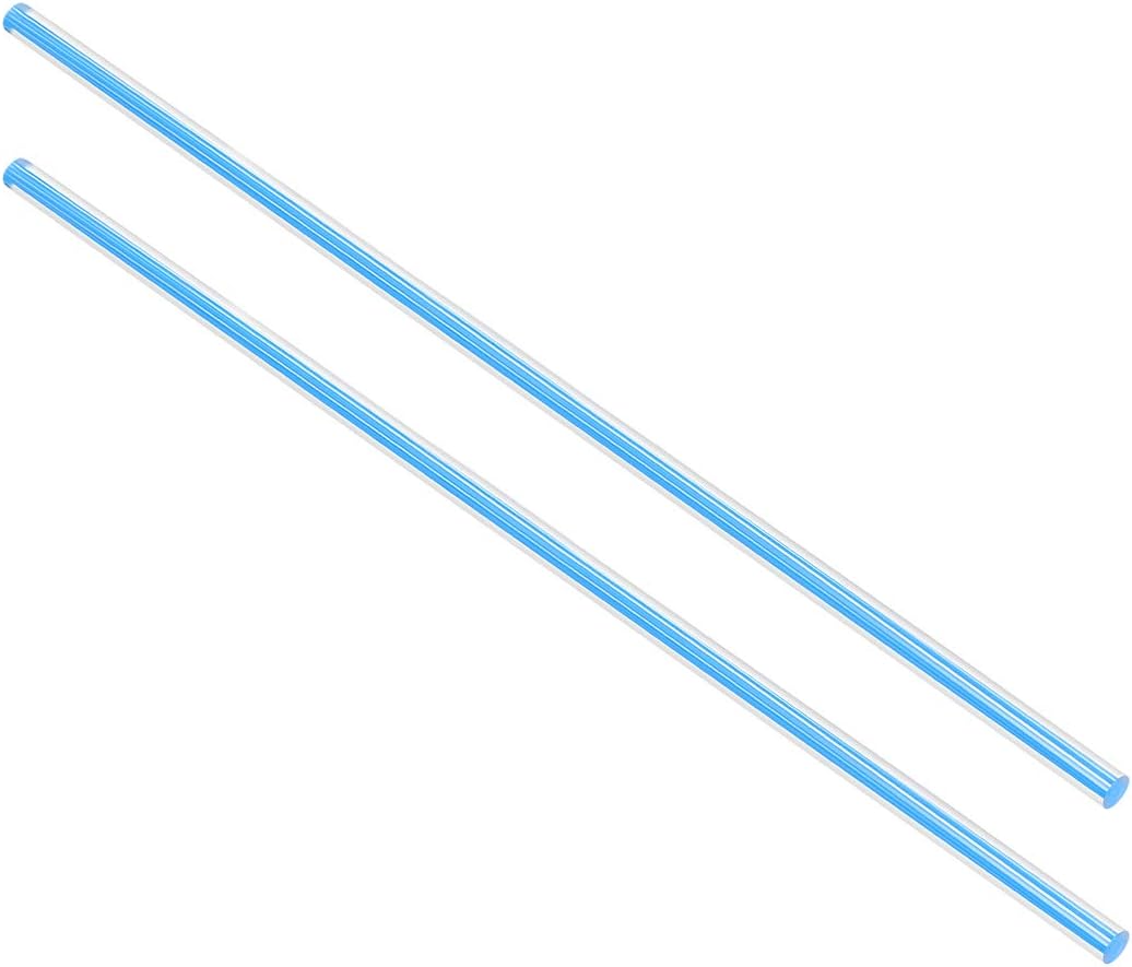 sourcing map Acrylic Round Rod,1/4 inch Diameter 10 inch Length,Straight Light Blue Line,Solid Plastic PMMA Bar Stick 2pcs