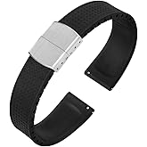 ibenifit FKM Rubber Watch Strap, Quick Release Fluoroelastomer Watch Band with Stainless Steel Foldover Clasp for Men Women 18mm 19mm 20mm 21mm 22mm
