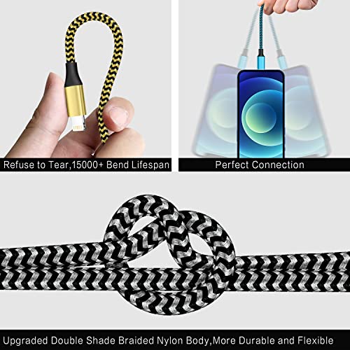 [Apple MFi Certified] iPhone Charger 3 Pack 6FT USB Lightning Cable Fast Charging Nylon Braided iPhone Charger Cord Compatible with iPhone 13/12/11 Pro Max/XS MAX/XR/XS/X/8/7/Plus/6S/6/SE/5S/iPad
