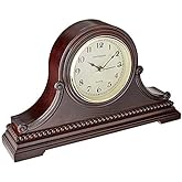 Vmarketingsite Mantel Clocks, Battery Operated, Silent Wood Table Clock with Westminster Chimes On The Hour, Solid Wooden Shelf Chiming Mantle Clock, 9" x 16" x 3" (Walnut - Arabic Numerals)