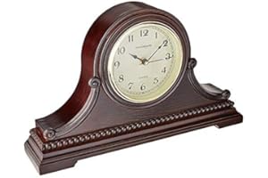 Vmarketingsite Mantel Clocks, Battery Operated, Silent Wood Table Clock with Westminster Chimes On The Hour, Solid Wooden Shelf Chiming Mantle Clock, 9" x 16" x 3" (Walnut - Arabic Numerals)