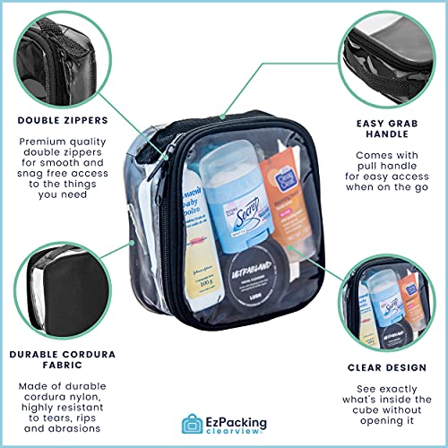 EzPacking Clear TSA Approved 3-1-1 Travel Toiletry Bag for Carry On/Quart Size Transparent Liquids Pouch for Airport Security/Reusable See Through Vinyl & PVC Plastic Organizer Men Women (Black)