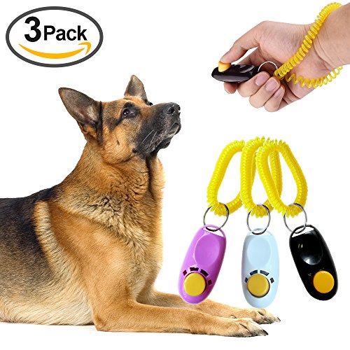 Vizpet Pack of 3 Dog Clicker Pet Clicker Dog Training Clicker with Wrist Band Training Clicker