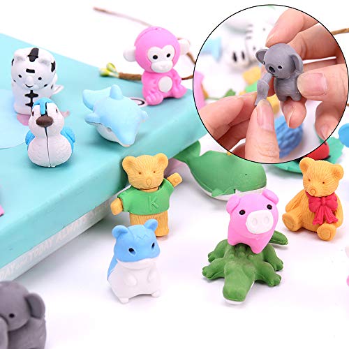 LanMa Pencil Erasers Zoo Animals Erasers NonToxic Take Apart Erasers for Classroom Prizes Party