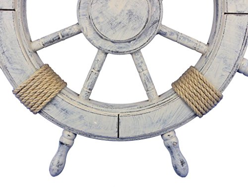 Rustic Decorative Ship Wheel 24" - Wooden Ships Wheel - Boat Steering Wheel Dec