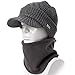 Comhats Winter 2 Piece Wool Knit Hat & Scarf Set for Men Women Visor Beanie Fleece Lined Cold Weather Warm Gray Medium