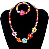 Kids Jewelry Colorful Flower Fashion Jewelry for Girls Necklace Bracelet Set For Little Girls Children