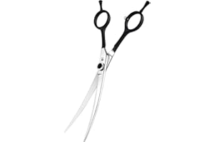 Dream Reach 7" Downward Curved Dog Grooming Scissors for Trimming Face and Paws, Safety Cutting Shears for Pet Dogs and Cats, Professional Pet Grooming Scissors Black