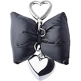 Sdopbinbin Silver Black Leather Bow Keychain for Bag Backpack Key Chain Accessories for Girls Cute Y2k Keychain Charm Y2k