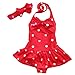 Jastore® Baby Girls Swimwear One Piece Swimsuits Beach Wear with Headband (2-3 Years, Red)