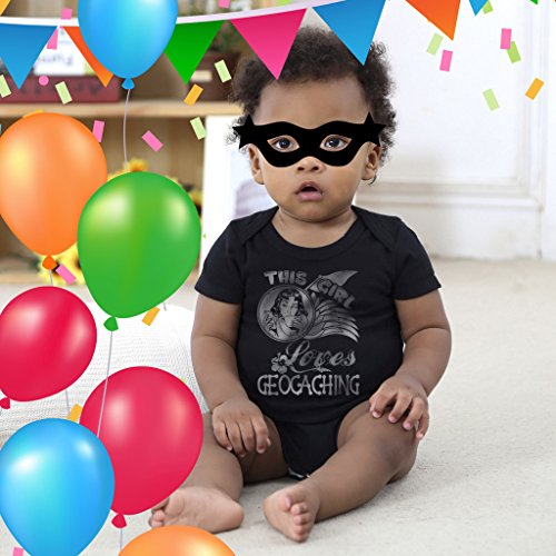 Geocaching Baby Bodysuit, This Girl Loves Geocaching T Shirt (12M, Baby Bodysuit - Black)