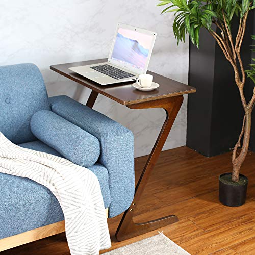 HOMFA ZShaped End Table TV Tray Bamboo Snack Laptop Desk Night Stand