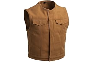 Bikers Place Mens Motorcycle Tan Saddle Color Style 3" Shorter Heavy Hitter Raw Canvas Unlined Vest