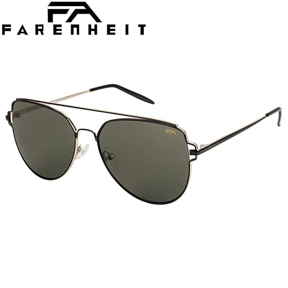 UV Protected Square Unisex Sunglasses - (SOC-FA-9308-C3|59|Green Color Lens)