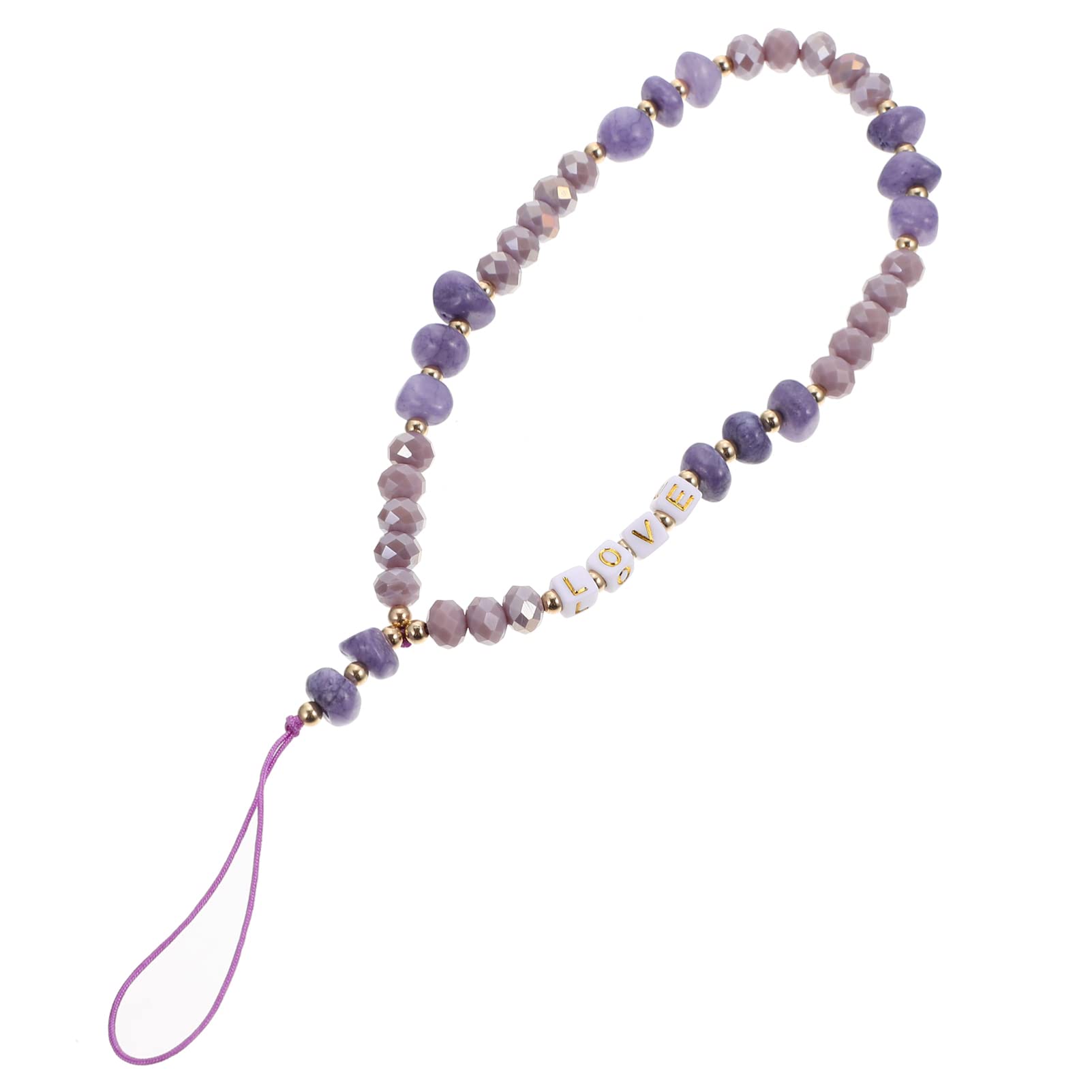 ULDIGI Mobile Phone Chain Lanyard Phone Charms Key Accessories Bead Charms for Bracelets Mobile Chain Decor Accessory Strap Smartphon Beaded Tele Line Crystal Purple