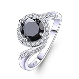 Veunora 925 Sterling Silver 7.5x7.5mm Black Spinel Filled Twisted Ring