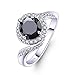 Veunora 925 Sterling Silver 7.5x7.5mm Black Spinel Filled Twisted Ring