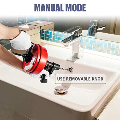 Drain Auger 30 Feet, Plumbing Snake with Drill Attachment, Sink Snake
