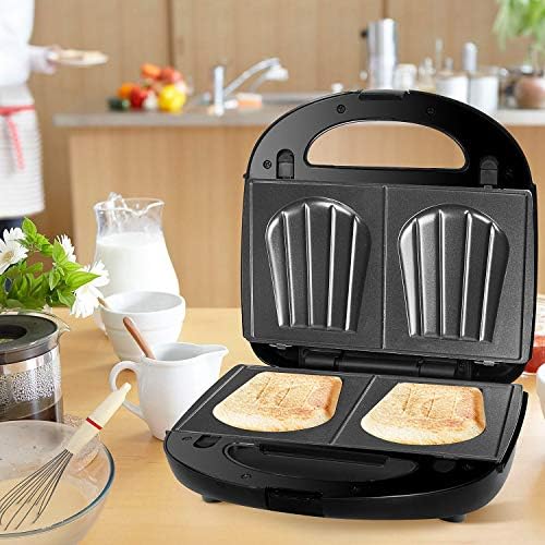Gotoll Appareil à Croques Monsieur Gaufrier 3 en 1 Machine à Sandwich Maker Gauffre Presse Toaster Pain Plaques Remplaçables 750W - Noir