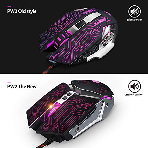 Inphic Gaming Mouse, Silent Click USB Optical Wired PC Laptop Computer