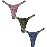 4UFIT Womens Sexy Rhinestone Thongs Low Waist High Cut Bikini Underwear Hipster T Back Panties